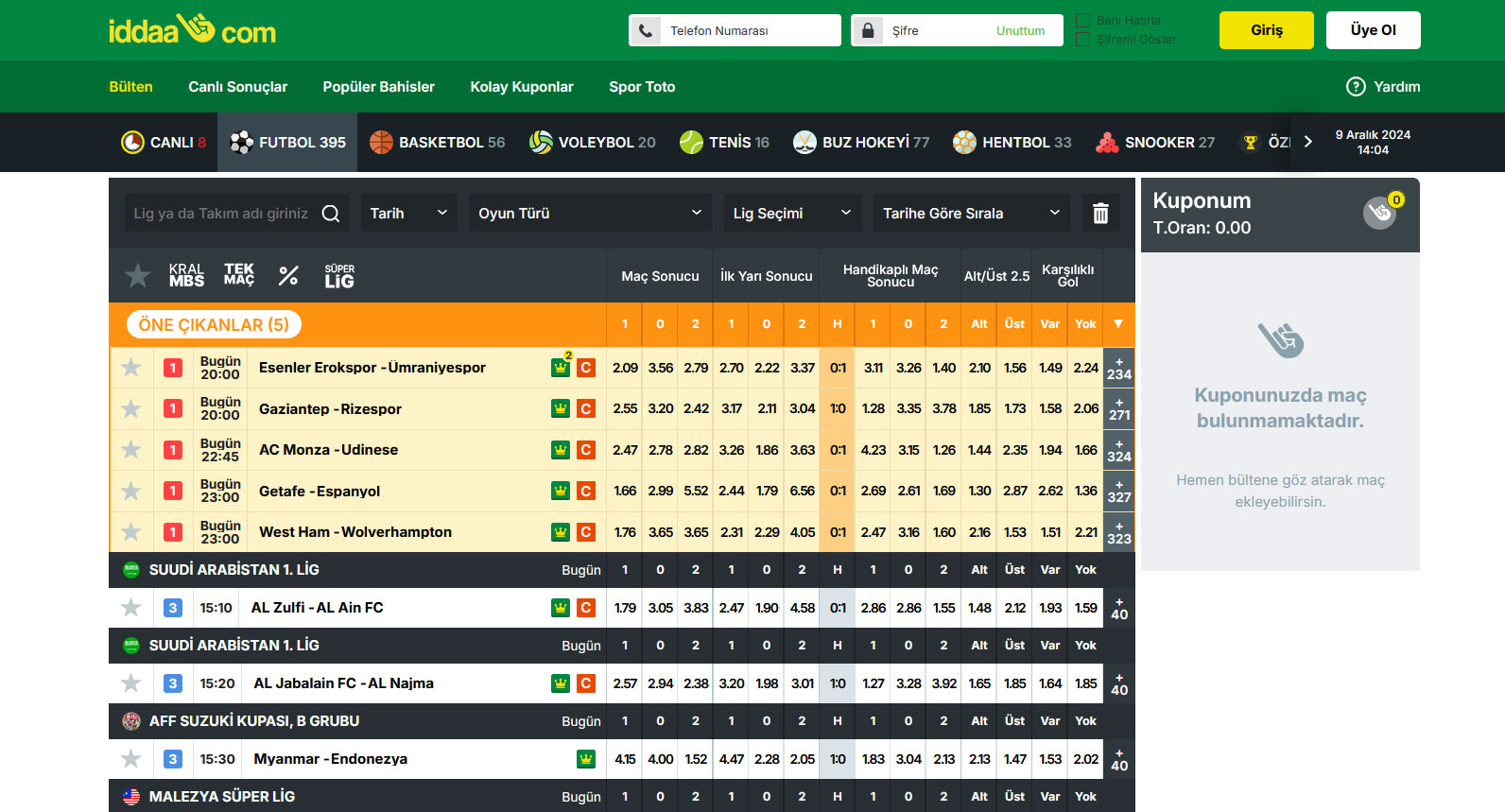 Iddaa.com bahis futbol. 